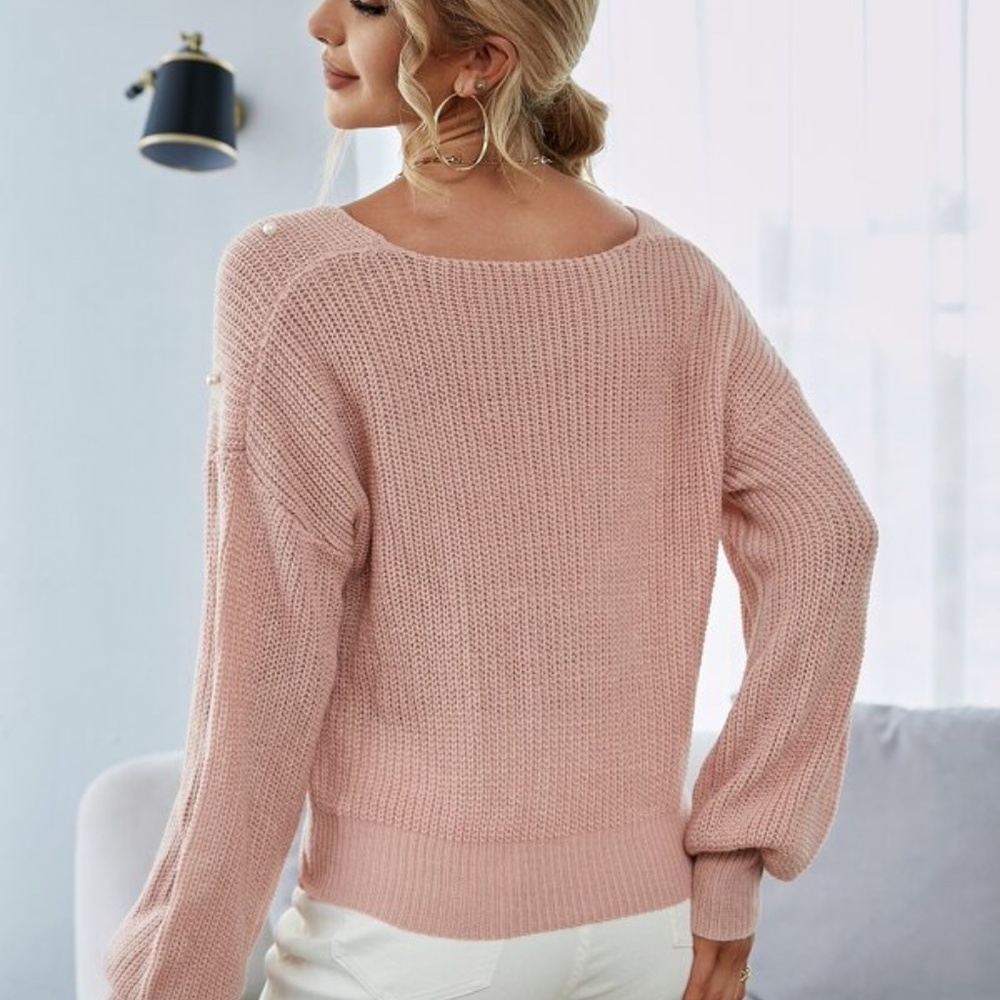 Blush Pink Reversible Twist Knit Sweater Top - Picture 2 of 4